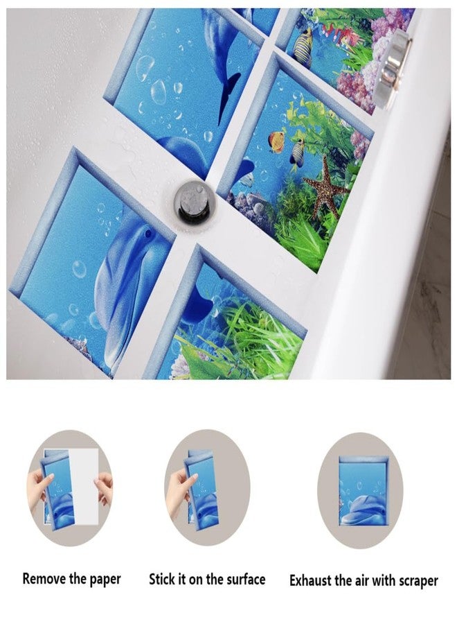 ZUYYON 12 Pcs Bathtub Non-Slip Stickers Stereoscopic Anti-Slip Shower Bath Tub Decals Self Adhesive Sea Themed Bathtub Appliques Shower Floor Mat Sticker Bathroom Decor(Underwater World) - Image 4